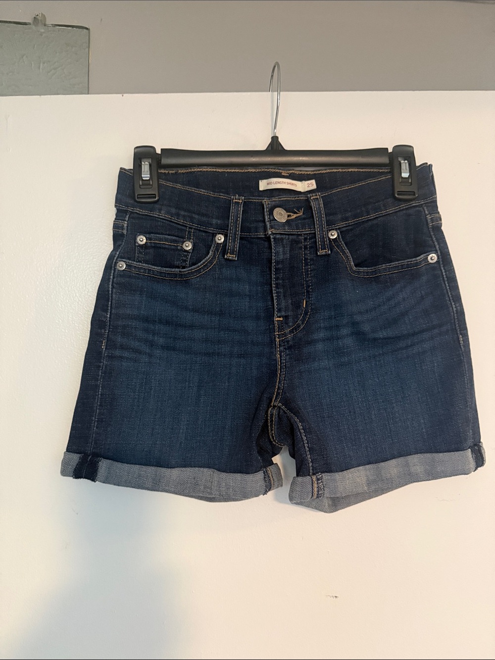 Levi's Dark Blue Cuffed Denim Shorts